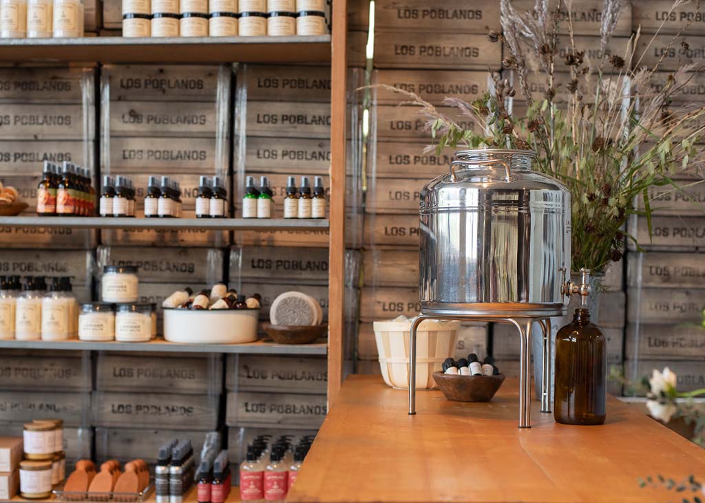 Town and Ranch shop counter with Los Poblanos products